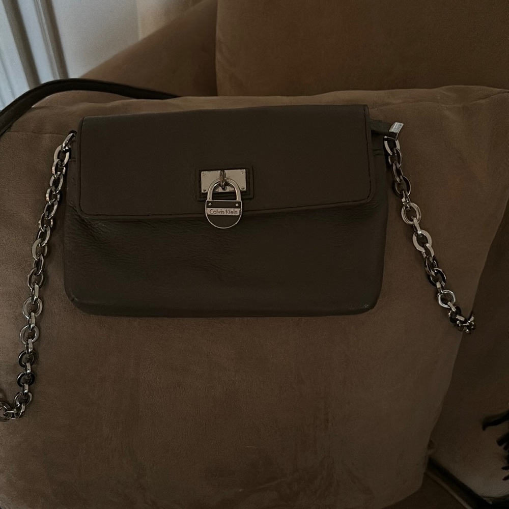 Calvin Klein mini leather crossbody bag.